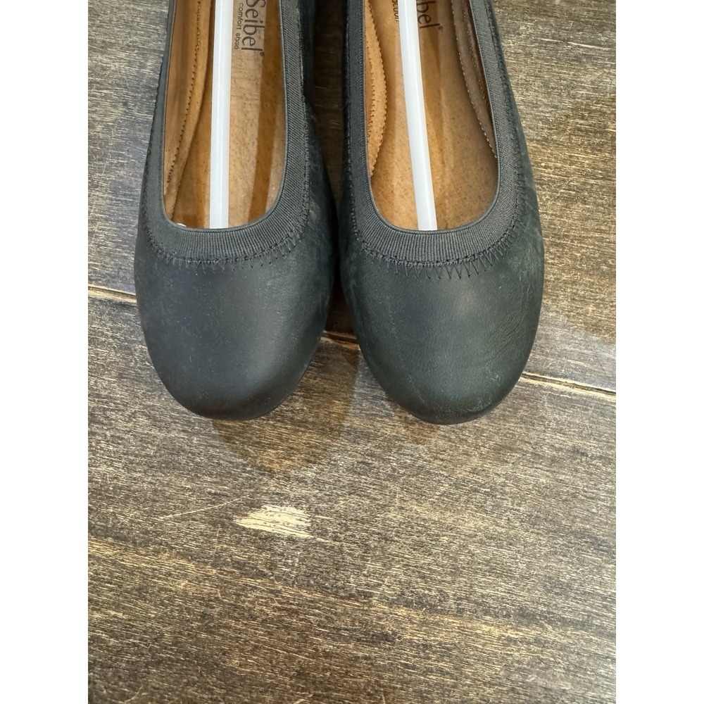 Josef Seibel Size 36 US 5.5 Black Pippa 33 Leather Ballet Flats Distressed - Picture 3 of 9